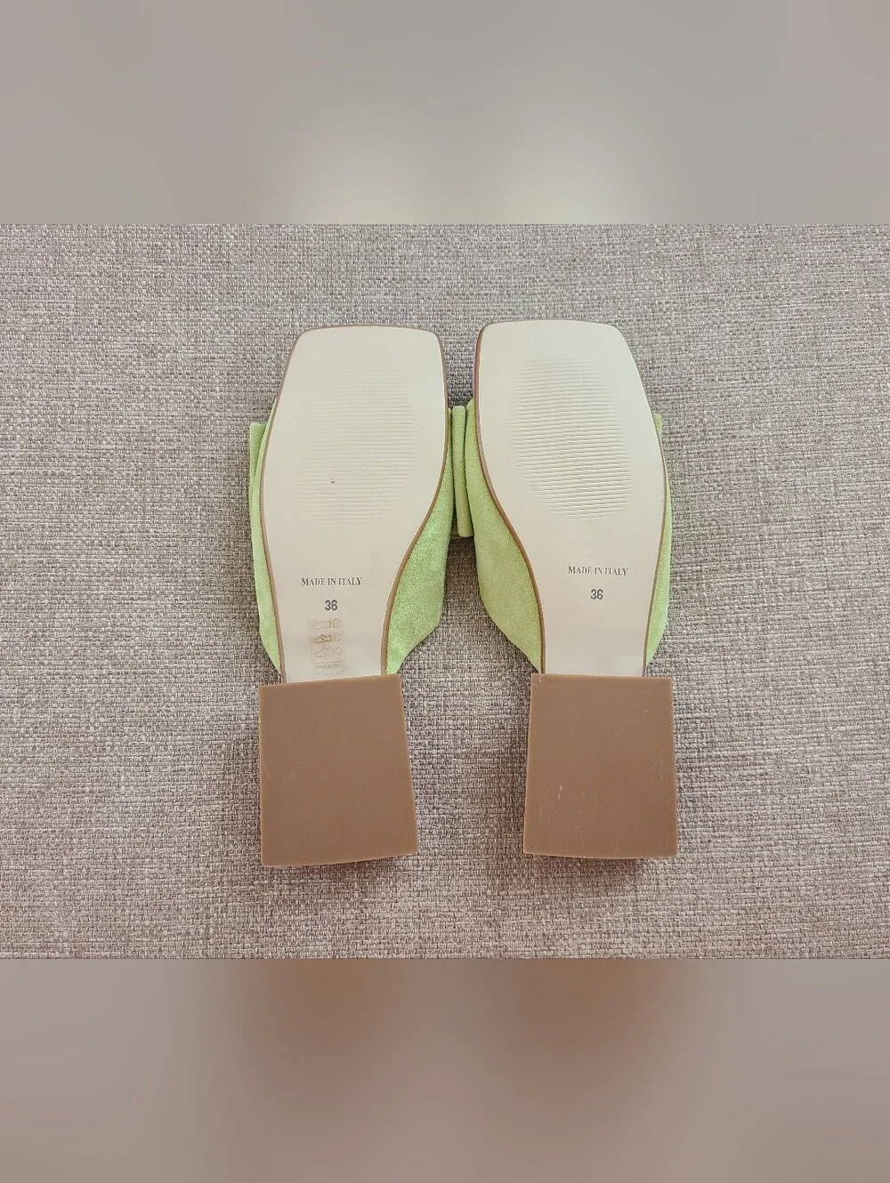 Nila & Nila ltaly Block Heel Bow Slides Green Purple NEW SIZE 5.5